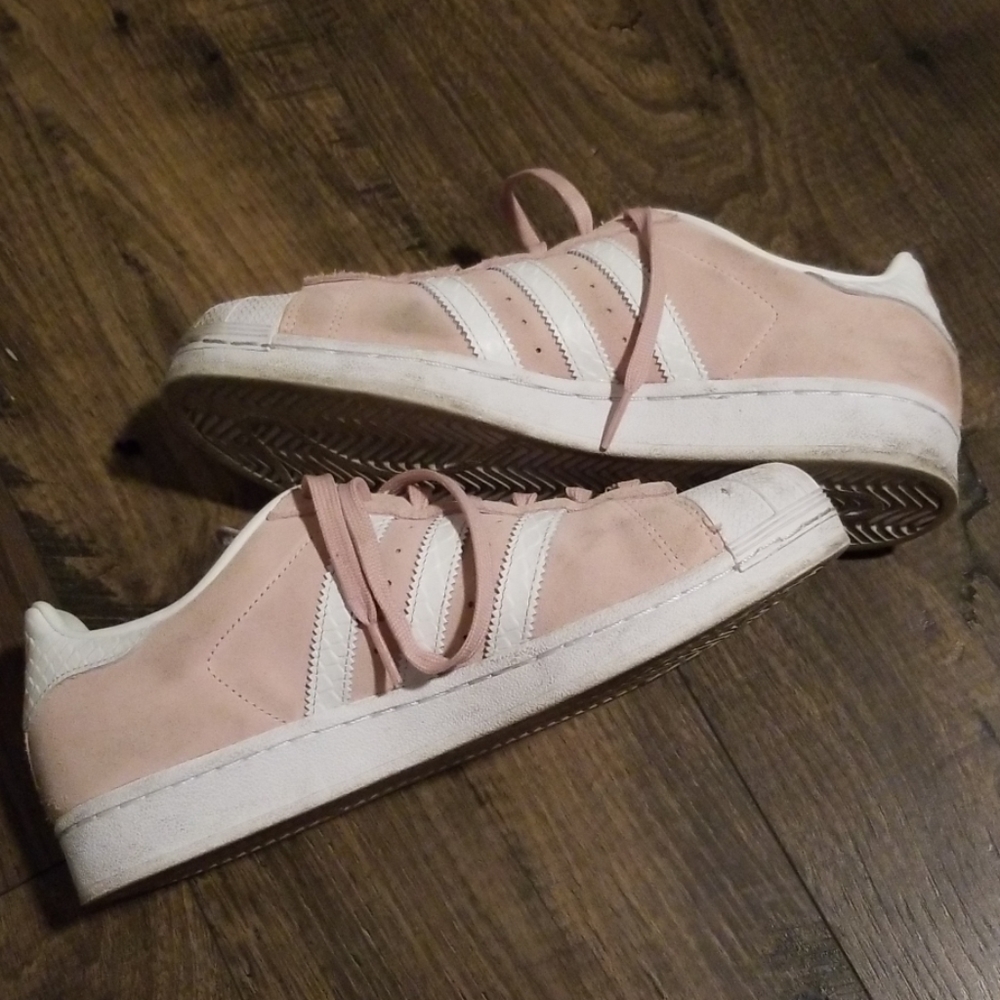 Womens Adidas Pink & White Superstar Sneakers